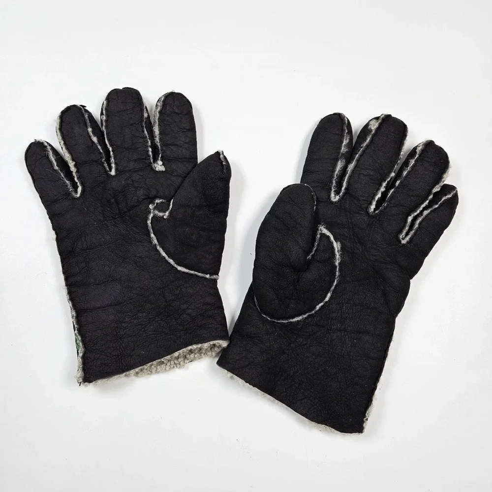 J. Crew Oarsman Gloves‎ Mens Large Black Lambskin Leather Wool Lined Winter Warm